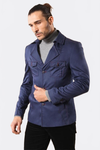 Navy Blue Cotton Trench Coat - Wessi