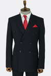 Wide Peak Lapel Patterned Double Breasted Black Men Suit  - Wessi