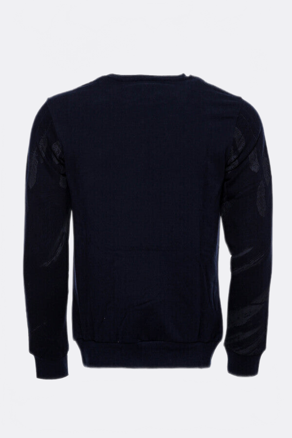 Slim Fit Patterned Navy Blue Sweatshirt - Wessi