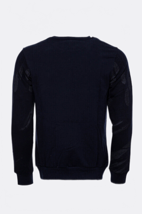 Slim Fit Patterned Navy Blue Sweatshirt - Wessi