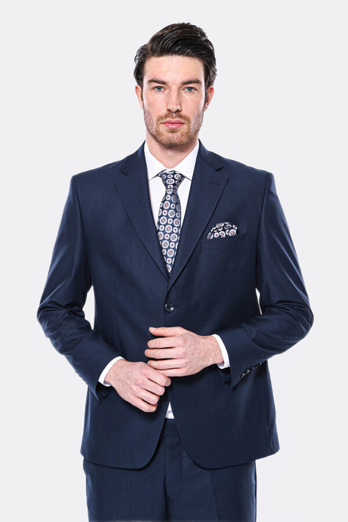 4 Drop Navy Blue Polyviscose Suit | Wessi - Wessi