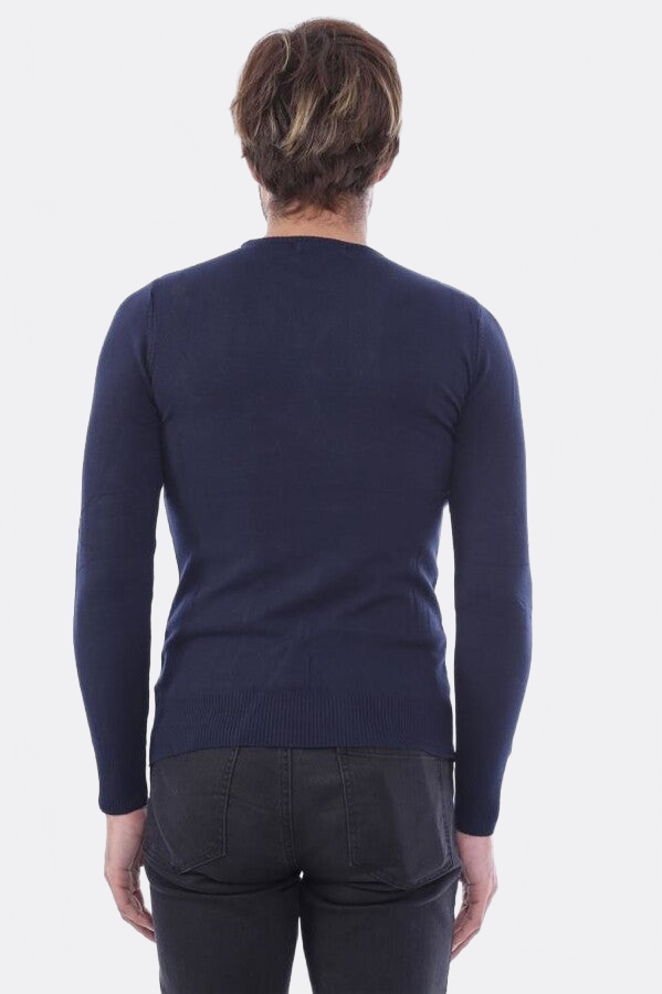 Circle Collar Navy Blue Sweater - Wessi