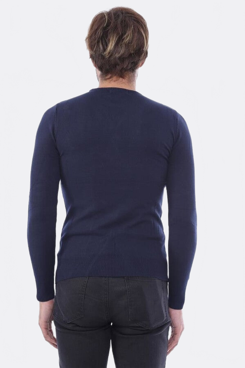 Circle Collar Navy Blue Sweater - Wessi