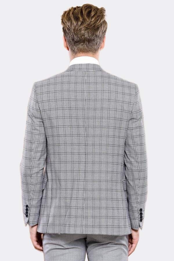 Grey Plaid Vested Men's Suit | Wessi