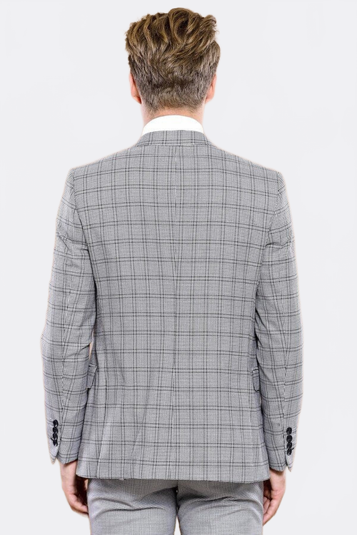 Grey Plaid Vested Men's Suit | Wessi