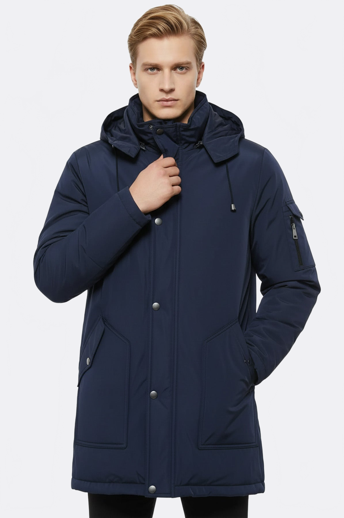 Blue Pocket Hooded Men's Coat - Wessi