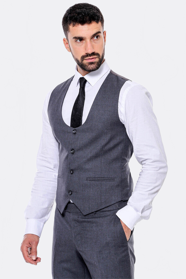 Plain Slim Fit Anthracite Men Suit - Wessi