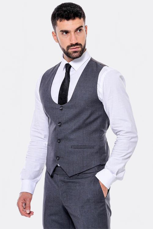 Plain Slim Fit Anthracite Men Suit - Wessi
