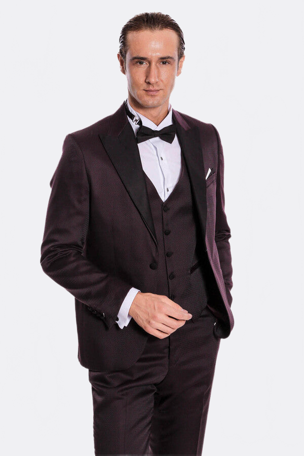 Claret Red and Black Tuxedo for Men | Wessi