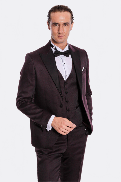 Claret Red and Black Tuxedo for Men | Wessi