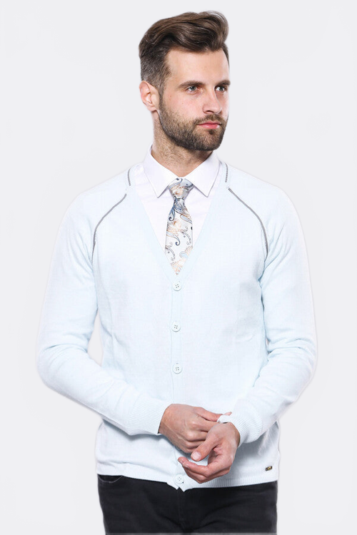Blue Cotton Men Knitwear - Wessi