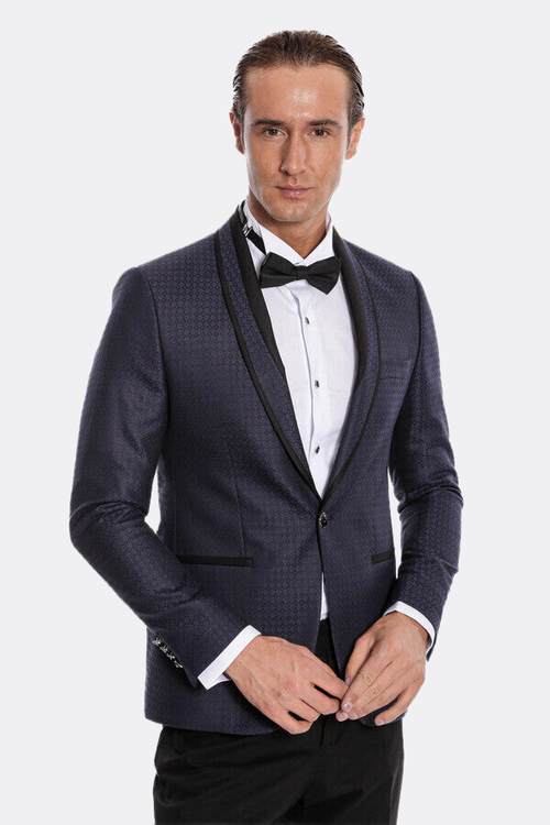 Burgundy Shawl Lapel Patterned Suit | Wessi