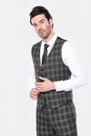 Black Plaid Men Vest - Wessi