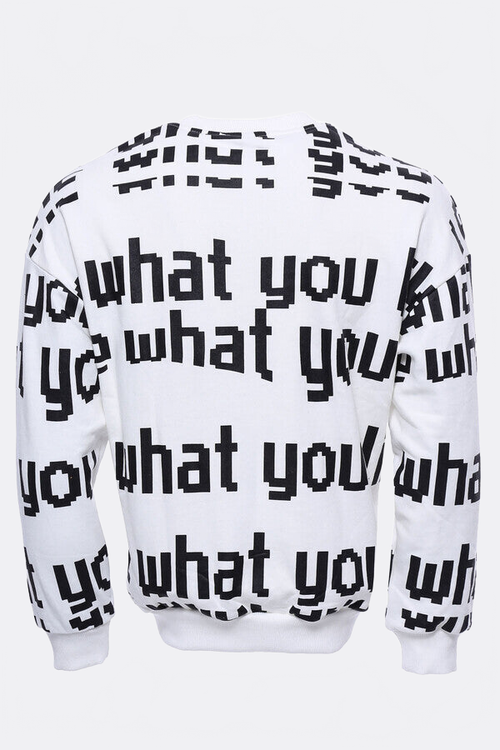 White Printed Circle Neck Sweatshirt - Wessi
