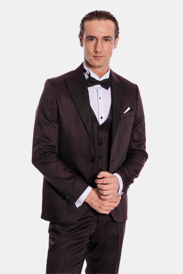 Claret Red and Black Tuxedo for Men | Wessi