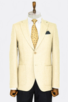Slim Fit Plain Wide Lapel Cream Men Wool Blazer - Wessi