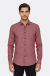Slim Fit Patterned Burgundy Men Shirt - Wessi