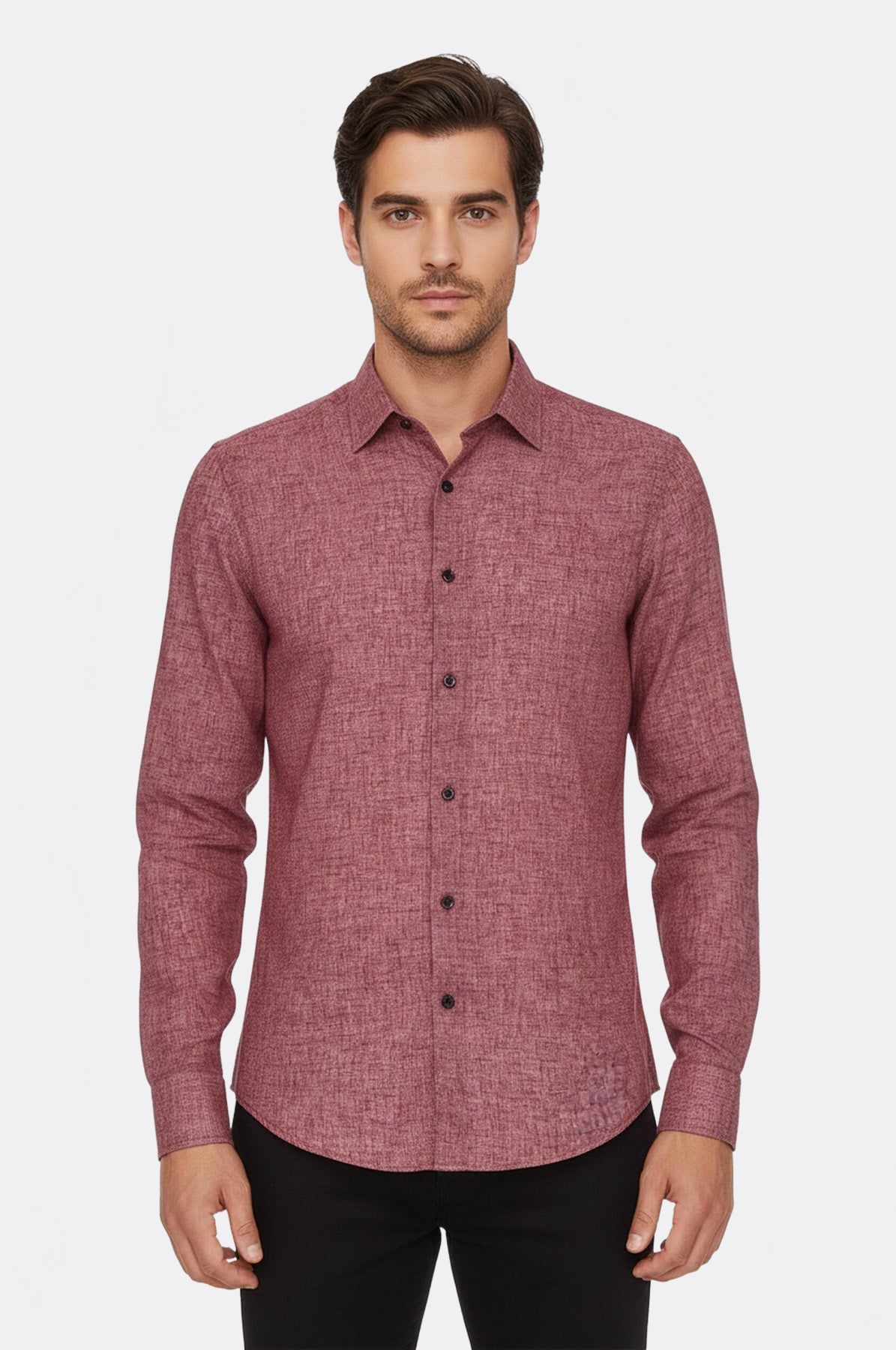 Slim Fit Patterned Burgundy Men Shirt - Wessi