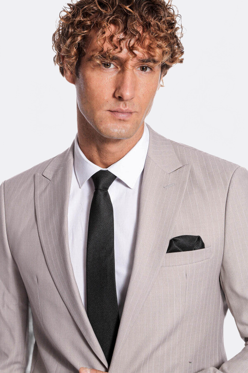 2 Piece Striped Grey Men Suit - Wessi