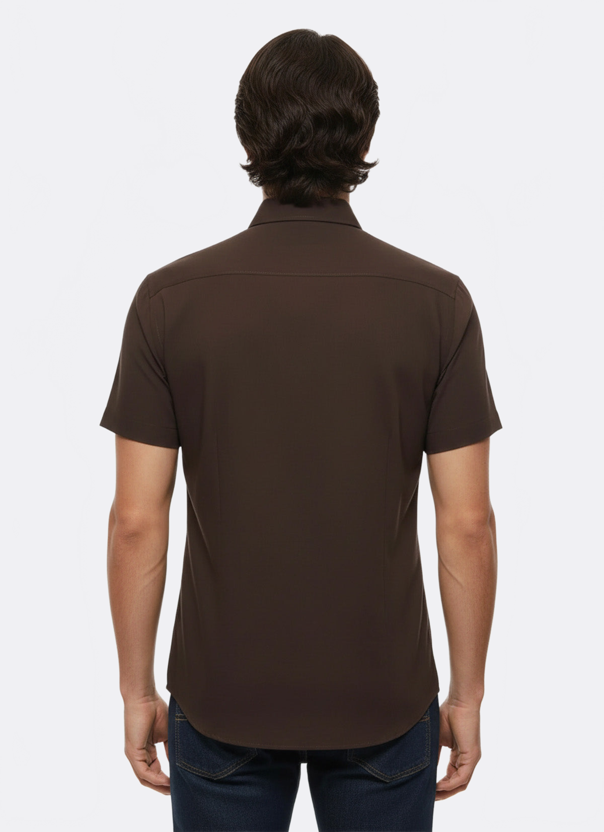 Short Sleeve Cotton Brown Men Shirt - Wessi