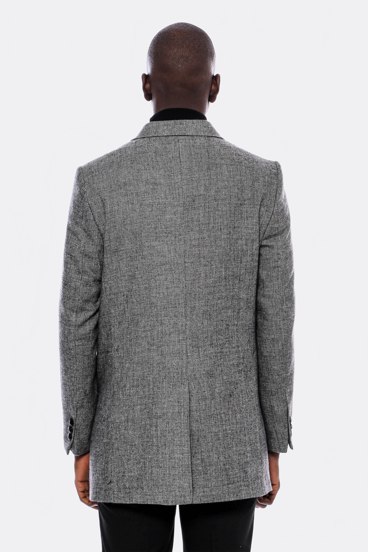 Peak Lapel Grey Men Short Coat - Wessi
