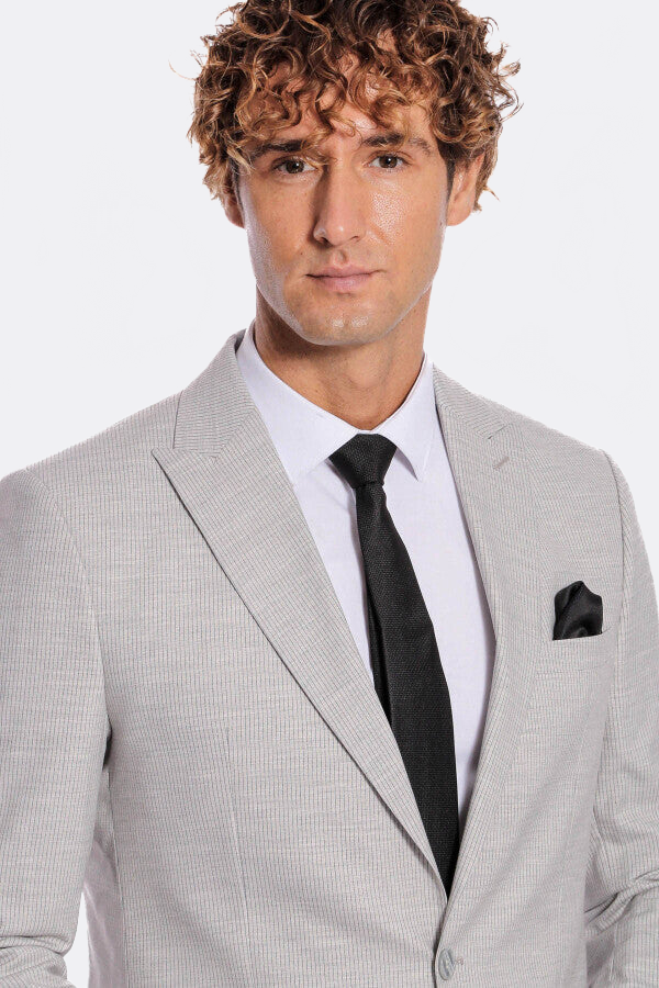 2 Piece Striped Grey Men Suit - Wessi