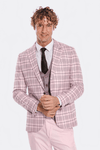 Checked Slim Fit Pink Men Suit - Wessi