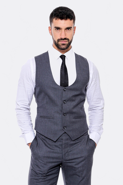 Plain Slim Fit Anthracite Men Suit - Wessi