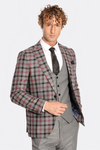 Checked Slim Fit Grey Men Suit - Wessi