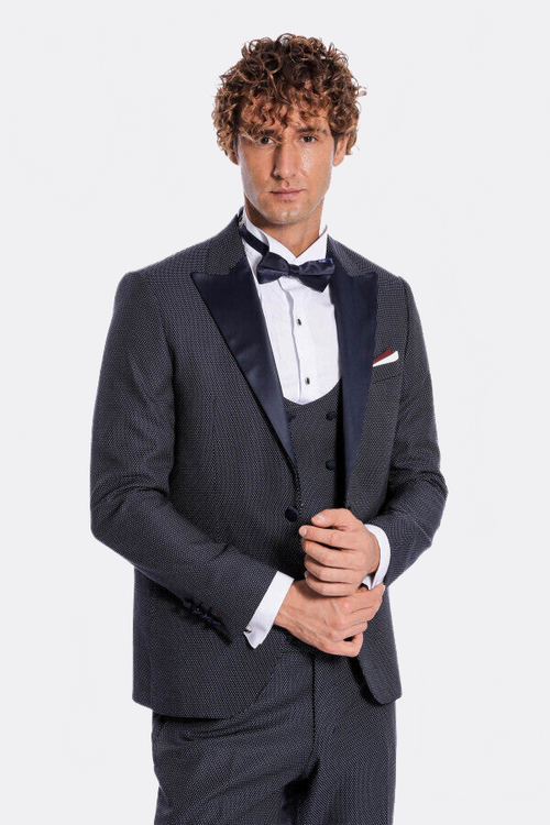 Navy Blue Tuxedo Suit - Wessi