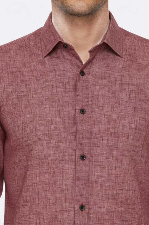 Slim Fit Patterned Burgundy Men Shirt - Wessi