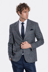 Checked Navy Blue Men Blazer - Wessi