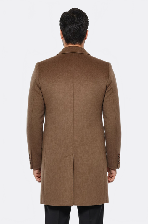 Brown Men Long Coat - Wessi