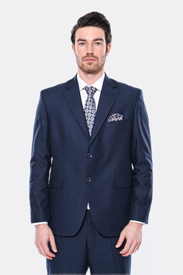 4 Drop Navy Blue Polyviscose Suit | Wessi - Wessi