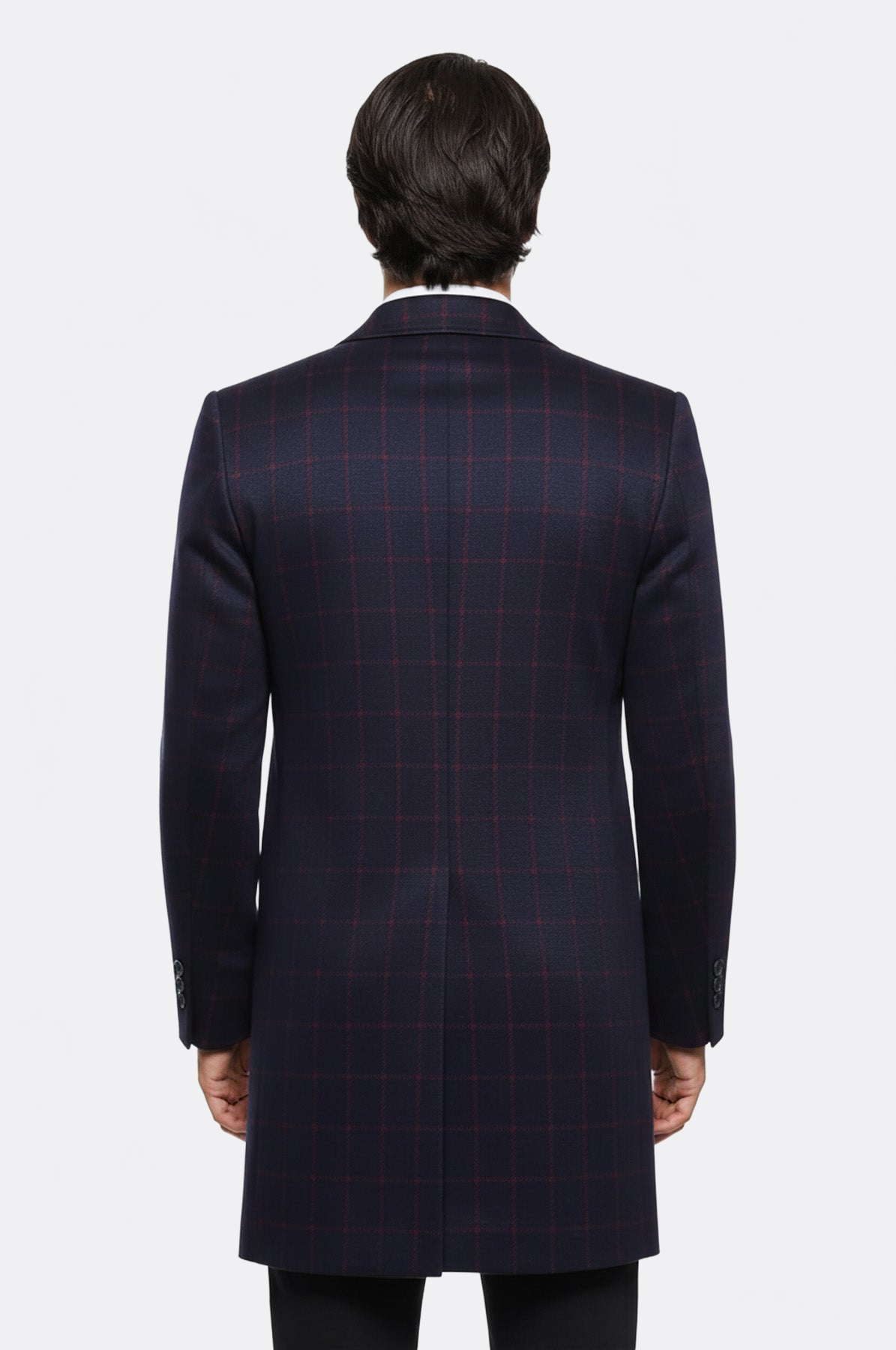 Plaid Navy Blue Men Coat - Wessi