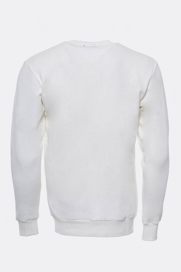 Crew Neck Printed Cream Sweatshirt - Wessi