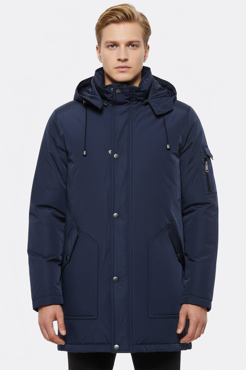 Blue Pocket Hooded Men's Coat - Wessi