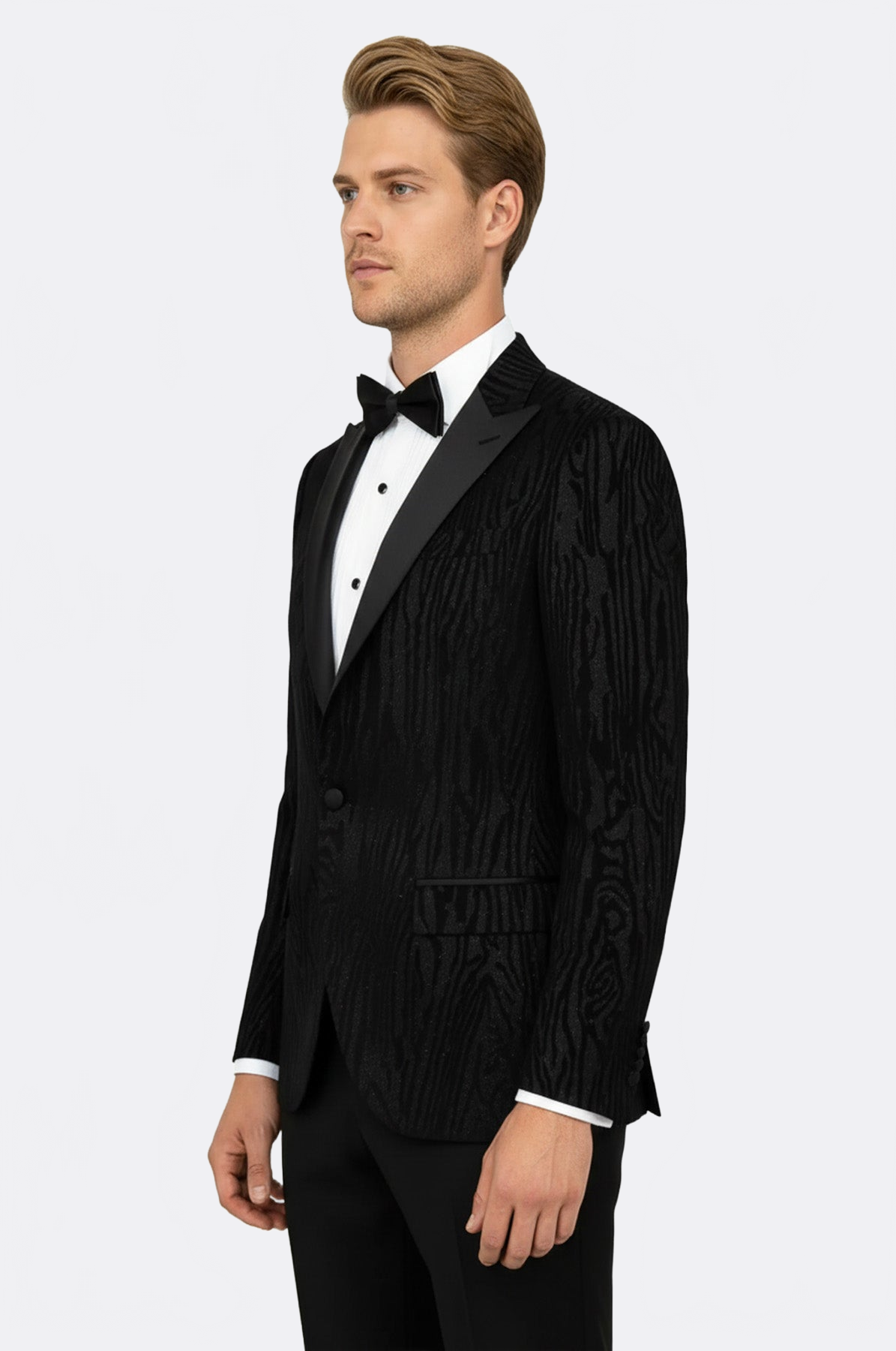 Slim Fit Zebra Patterned Black Prom Blazer - Wessi