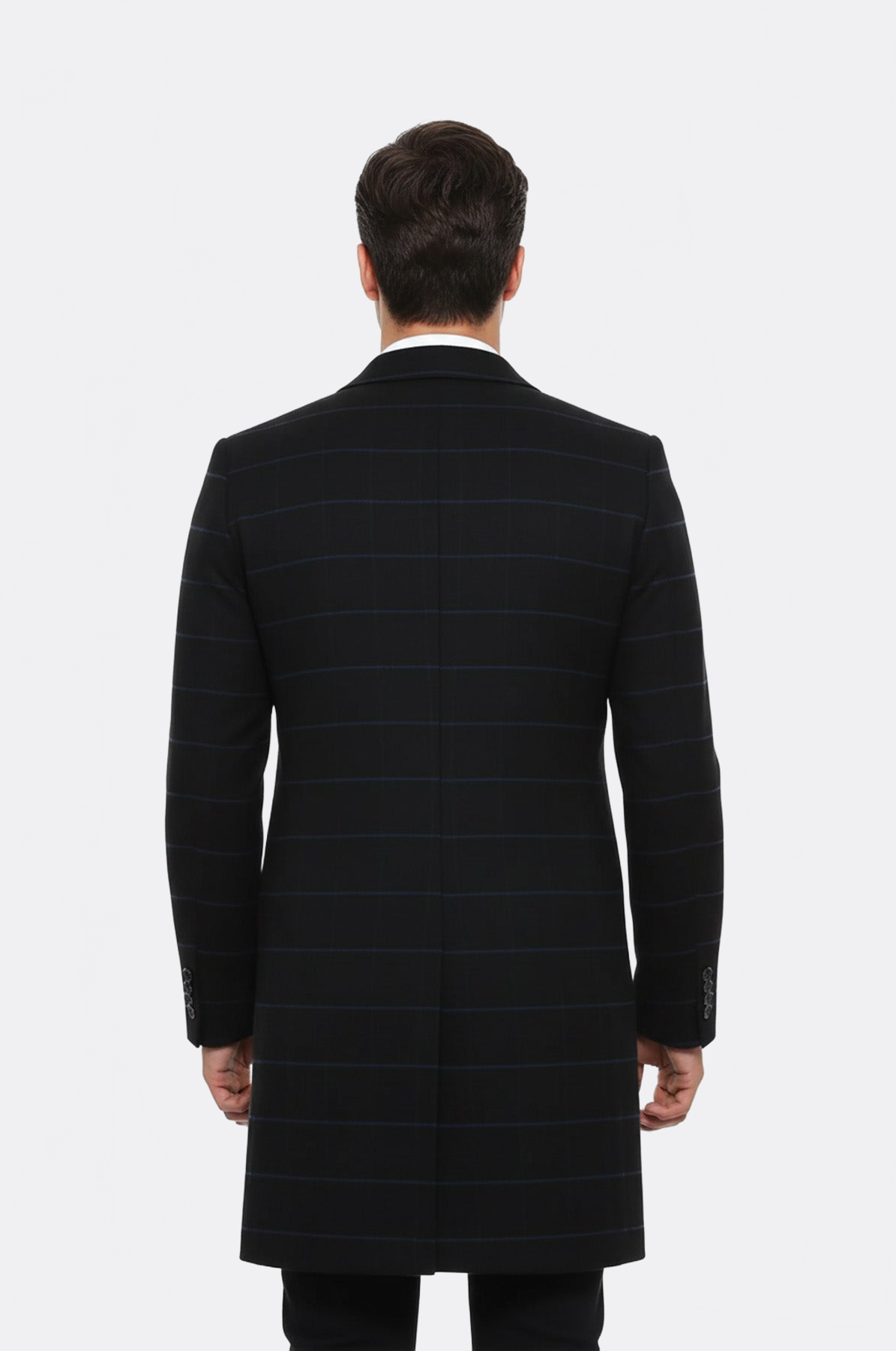 Wide Pointed Collar Black Men Coat - Wessi