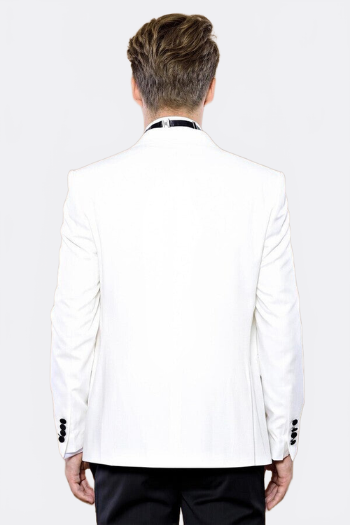Peak Lapel 3 Piece White Tuxedo | Wessi