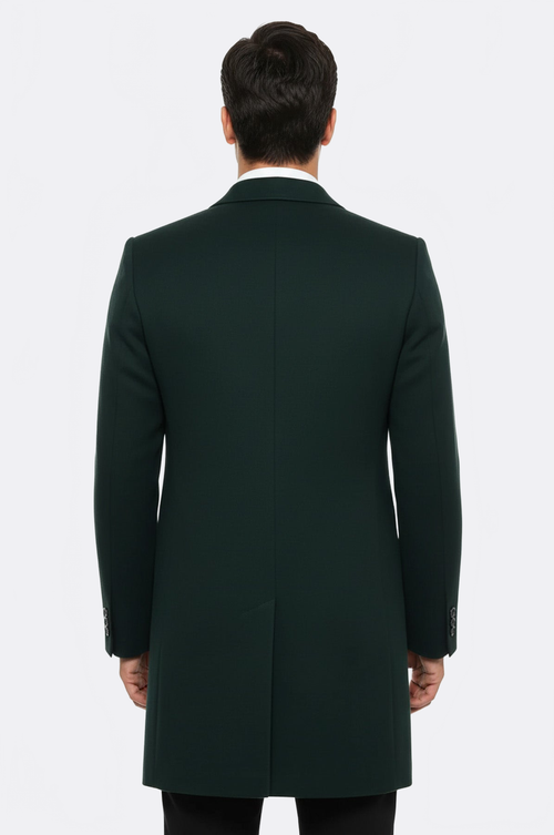 Wide Pointed Collar Green Men Coat - Wessi