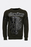 Patterned Slim Fit Dark Green Sweatshirt - Wessi