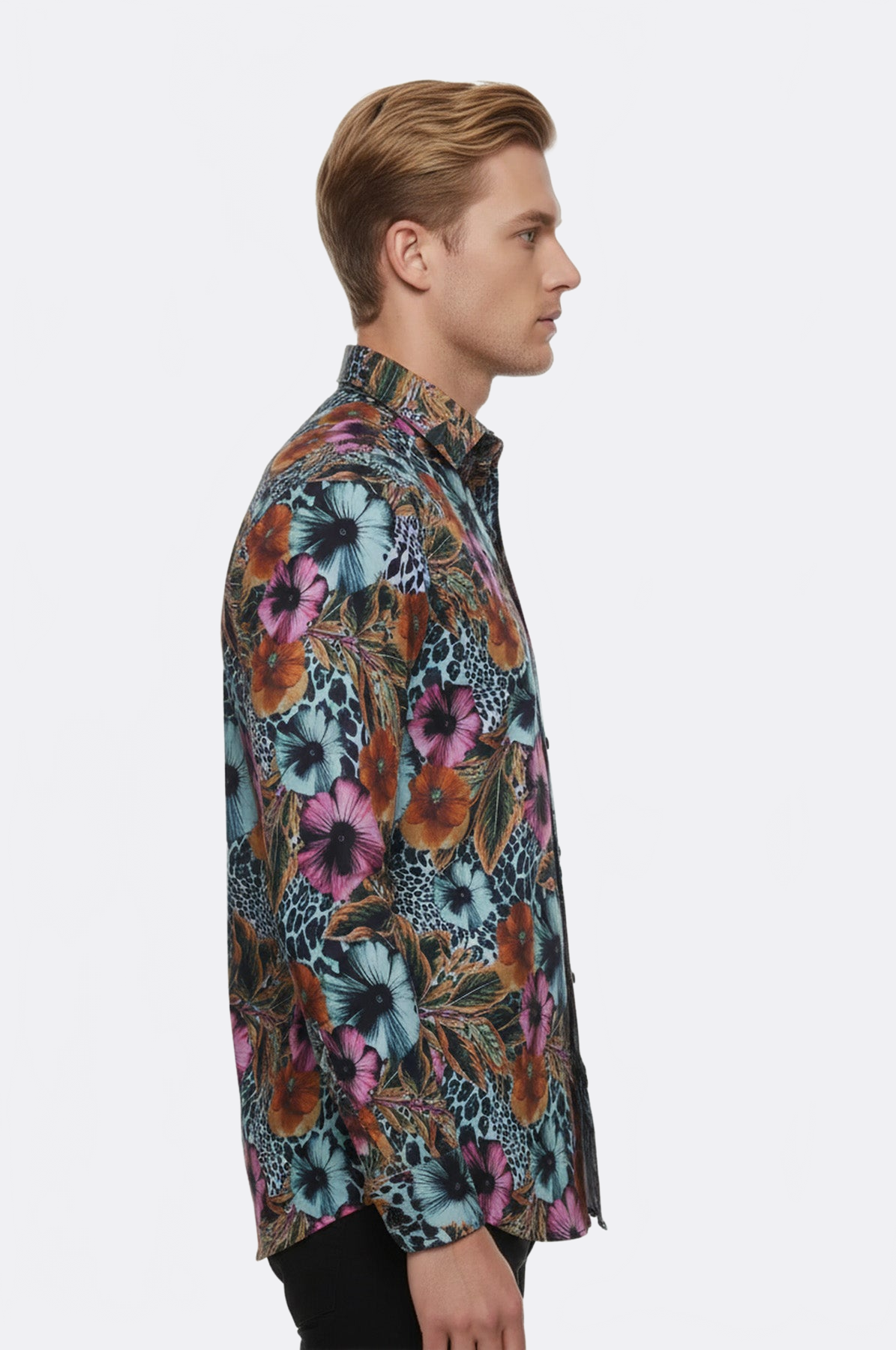 Floral Patterned Slim Fit Long Sleeves Multicolor Men Shirt - Wessi