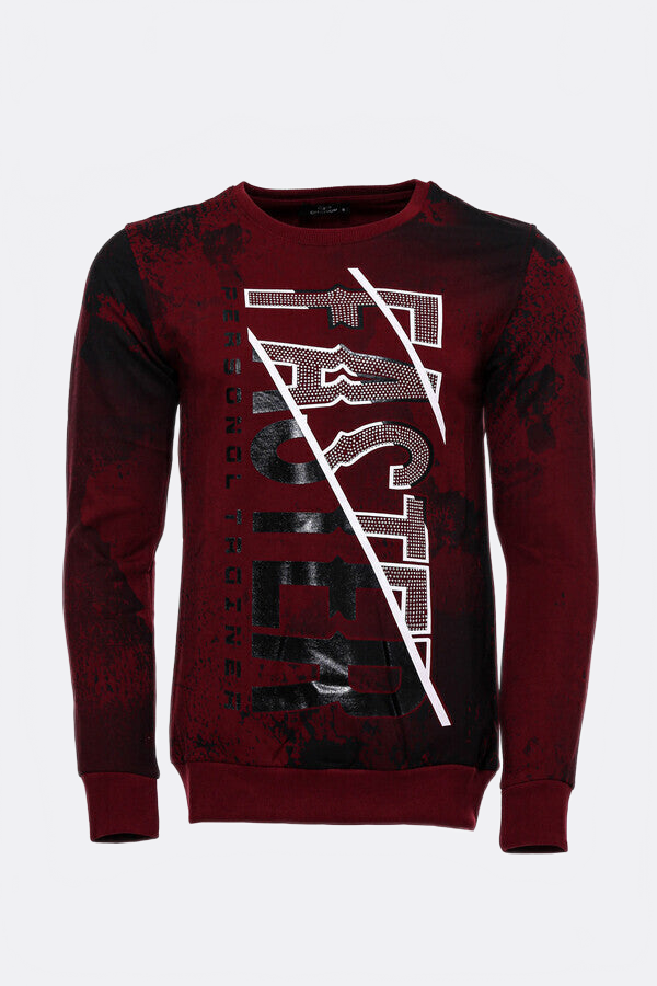 Patterned Slim Fit Brown Sweatshirt - Wessi