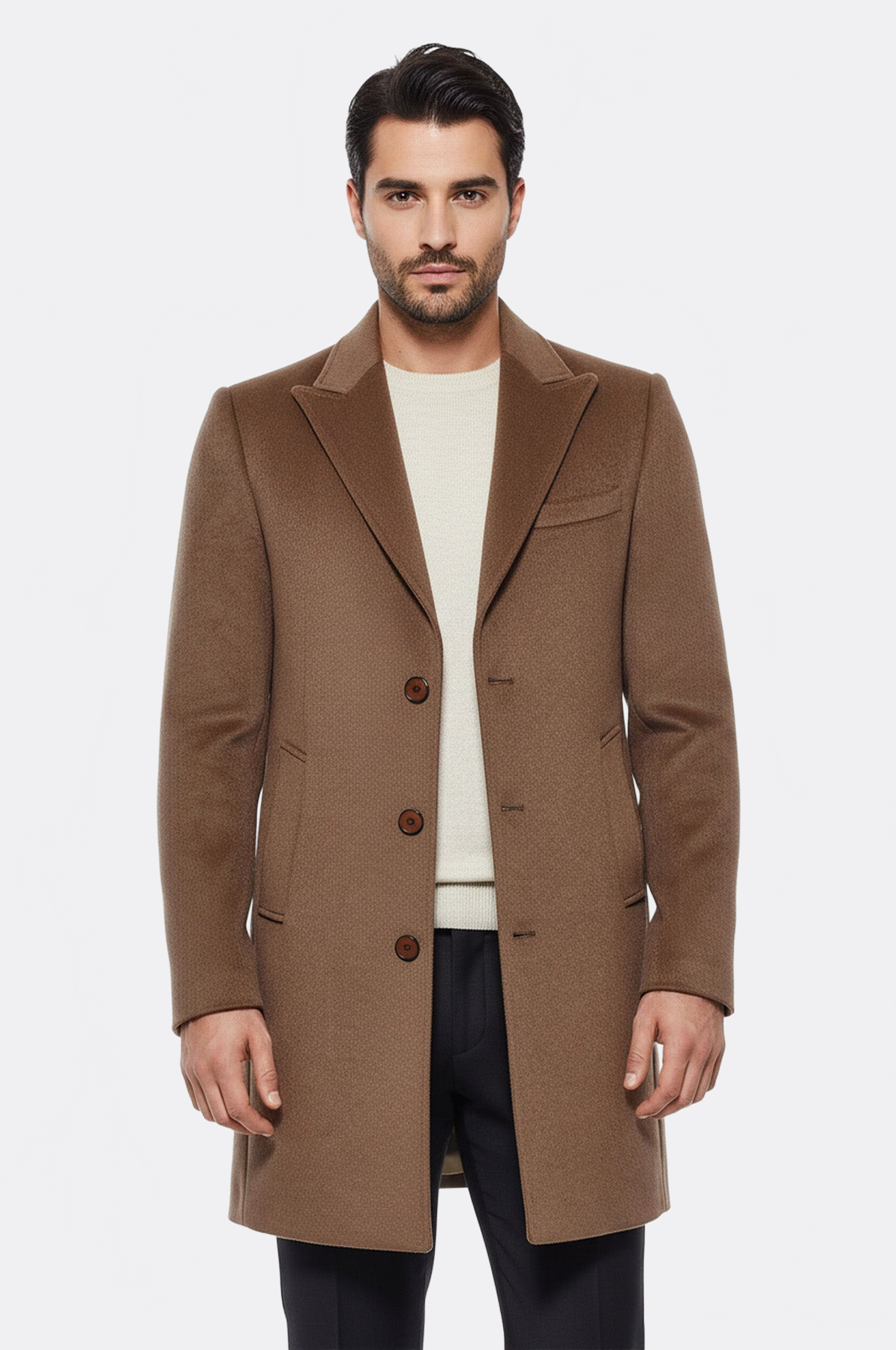 Brown Men Long Coat - Wessi