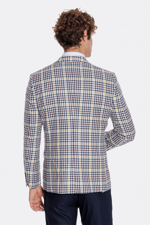 Plaid Navy Blue Men Suit - Wessi