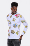 White Patterned Slim Fit Sweatshirt - Wessi
