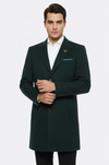 Wide Pointed Collar Green Men Coat - Wessi