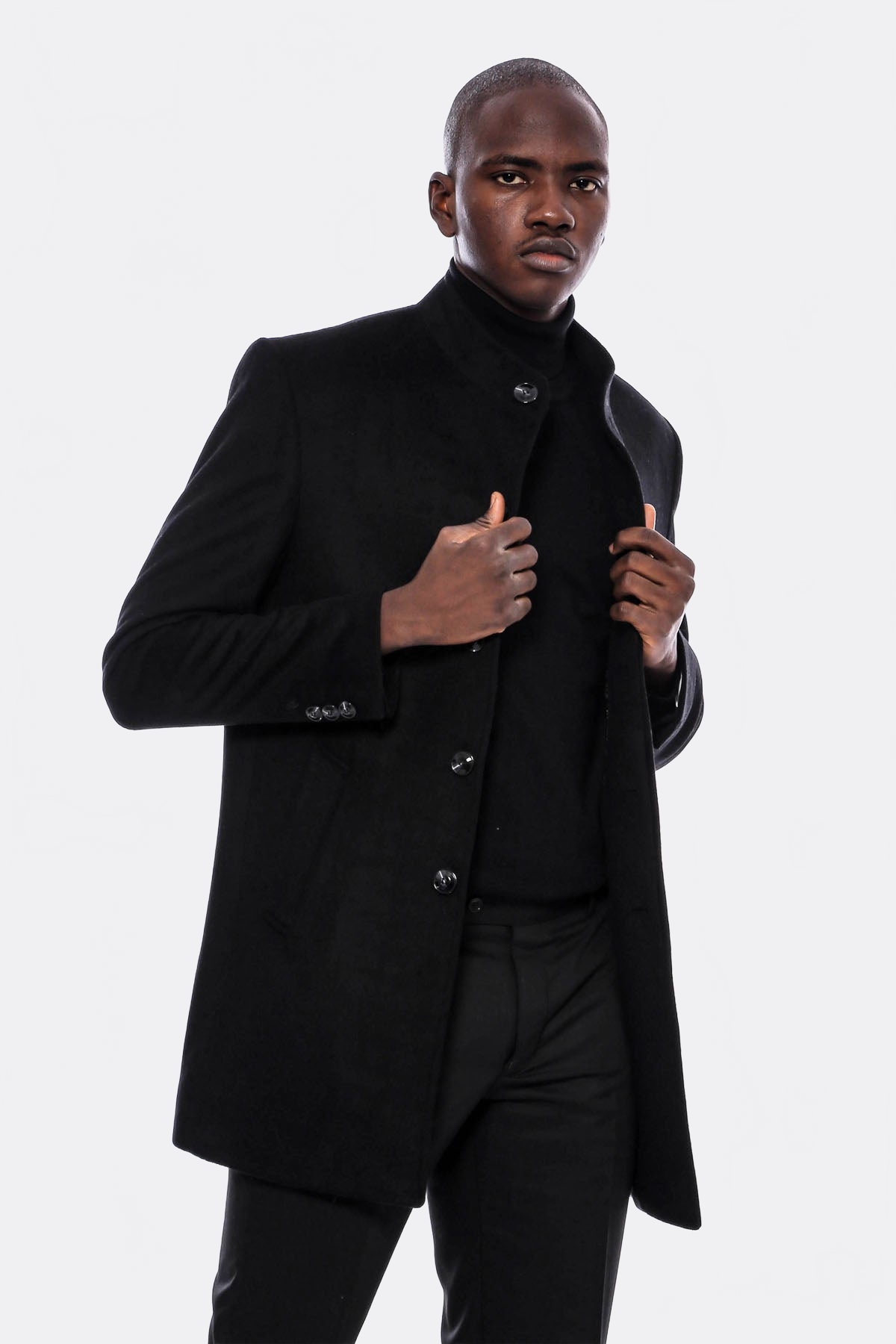 Mandarin Collar Men's Long Coat | Wessi