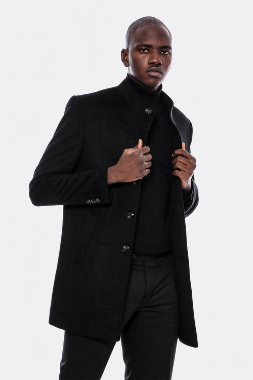 Mandarin Collar Men's Long Coat | Wessi